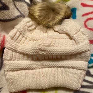 Solid Ribbed Pom Knit Beanie by CC